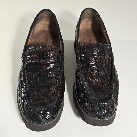 Donald J Pliner Rio 66 Leather Loafer Womans Size 7 M Croc Reptile Snake Slip On - Picture 1 of 13